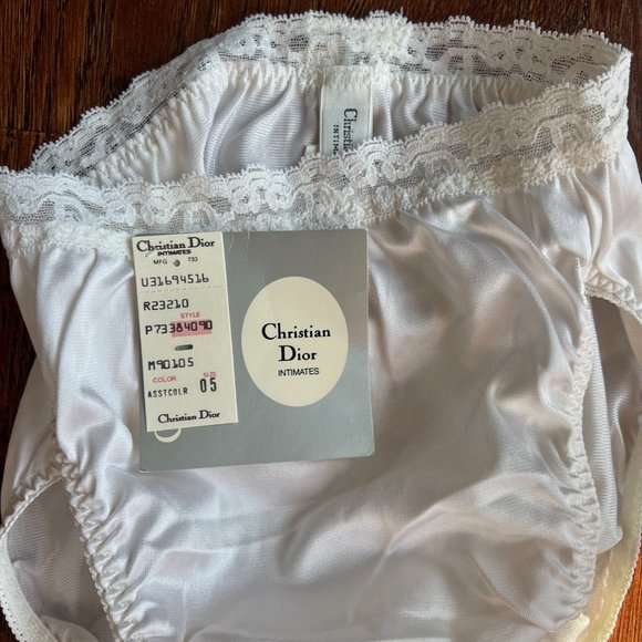 Vintage Dior White Satin & Lace Panties with Dior Lace Monogram on Top - Picture 6 of 8